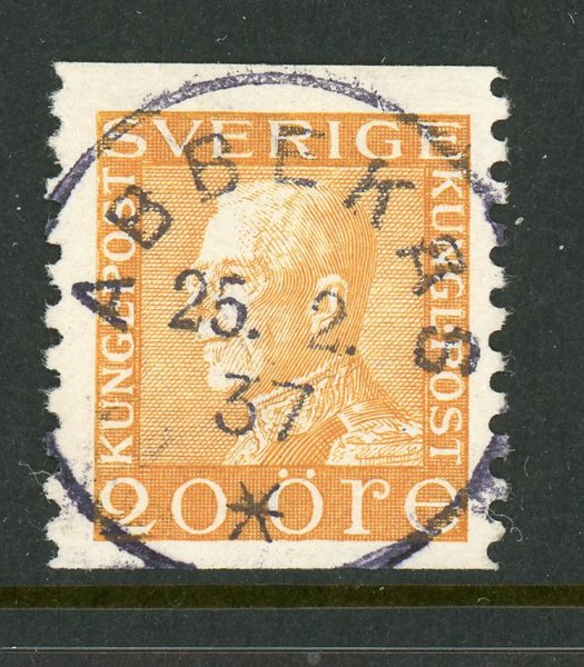 F181 Abbekås 25.2.37, lyxstämpel på vitt papper.