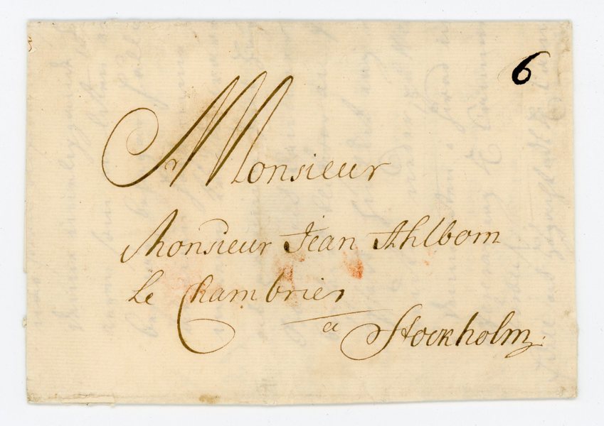 Karterat brev från Wexiö till Stockholm 1725, med innehåll.