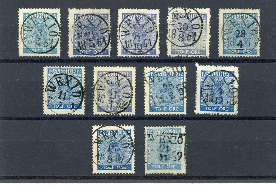 F9: 11ex med prakt- och lyxstämplar, alla stämplade Wexiö