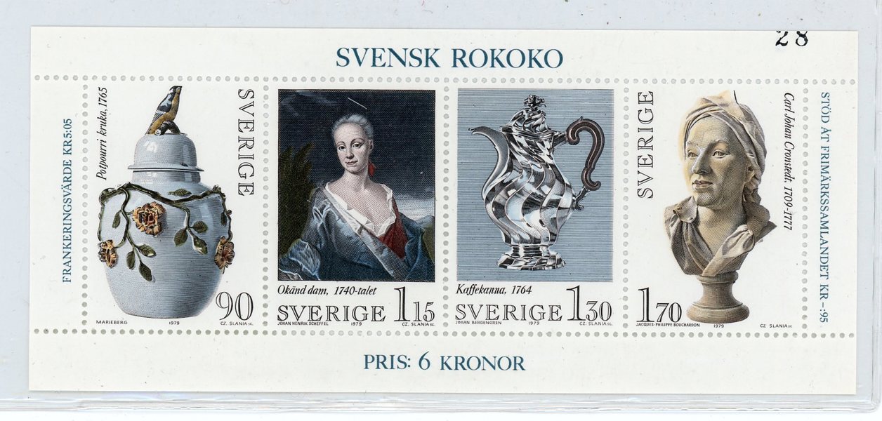 xx ROKOKO-Block med skuret nästan halverat Block-nummer.
