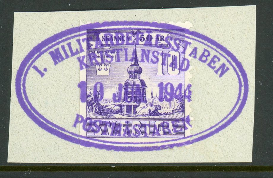 F330 I. Miilitärbefälsstaben Kristianstad 19 JUN 1944 Postmärstaren, lyx.