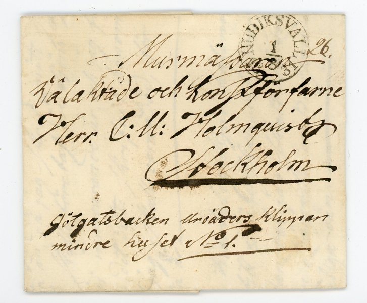 BÅG Hudiksvall 8.5.35, typ1 på pr-lyx brev-omslag.