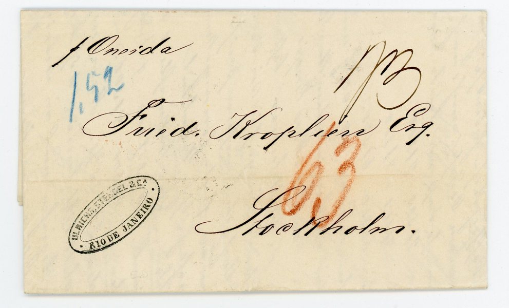UTLAND: Brev från Brasilien till Stockholm 1865.