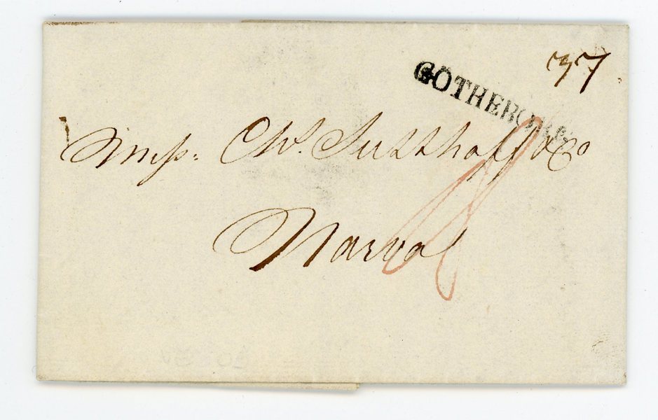 UTLAND Brev från Göteborg till Narva daterat 1826.