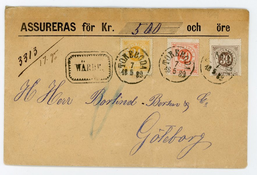 F34, 35 och 33 på mycket vackert ass-brev, Töreboda 7.5.82