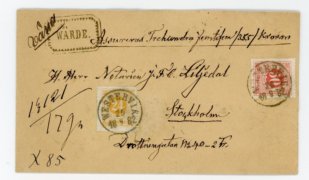 F36f och 34e på ass-brev i prakt-kvalité, Westervik 25.9.62.