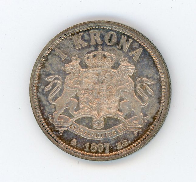 Oscar II 1kr 1897. Kvalité 01/0