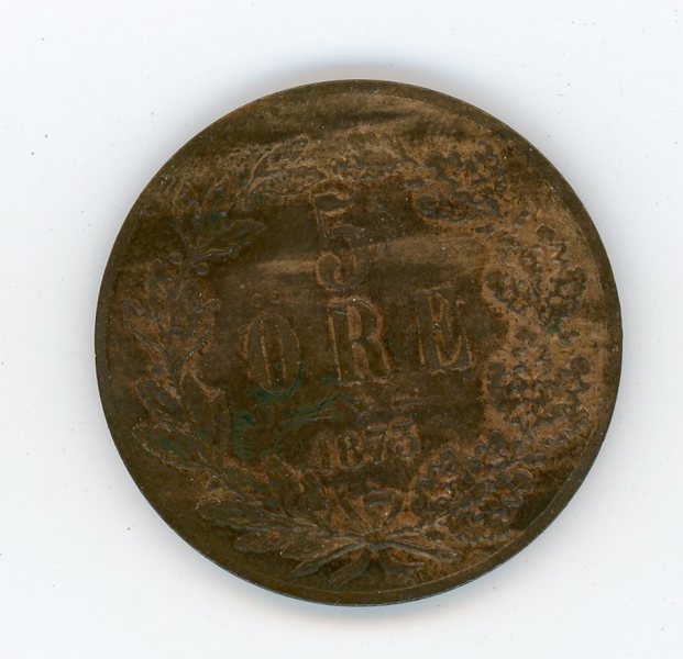 OSCAR II 5 öre 1873. Kvalité 01/0.