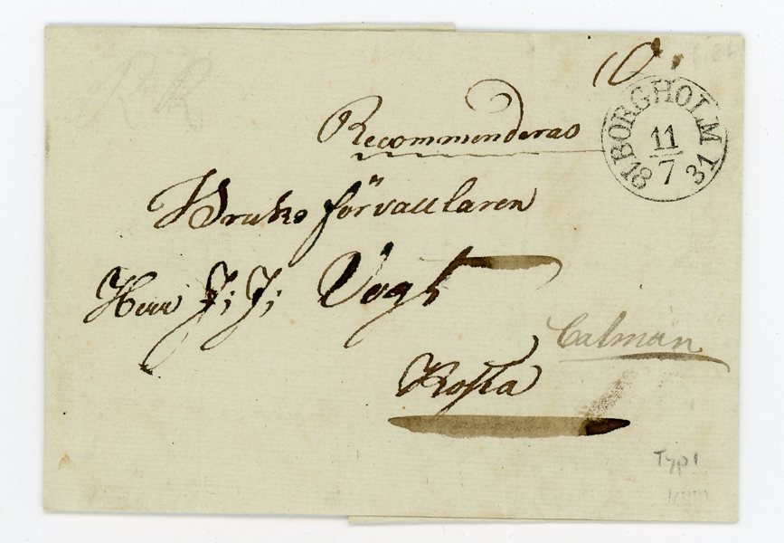 BÅG Borgholm 11.7.31, typ1 på lyx brev-omslag.