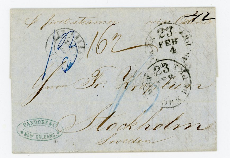 UTLAND: brev från New Orleans till Stockholm 1860.
