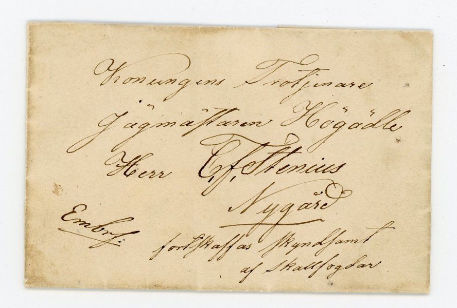 SKALLBUD: Sällsynr brev 1841 från Sjötorp till Nygårdh (H-län).