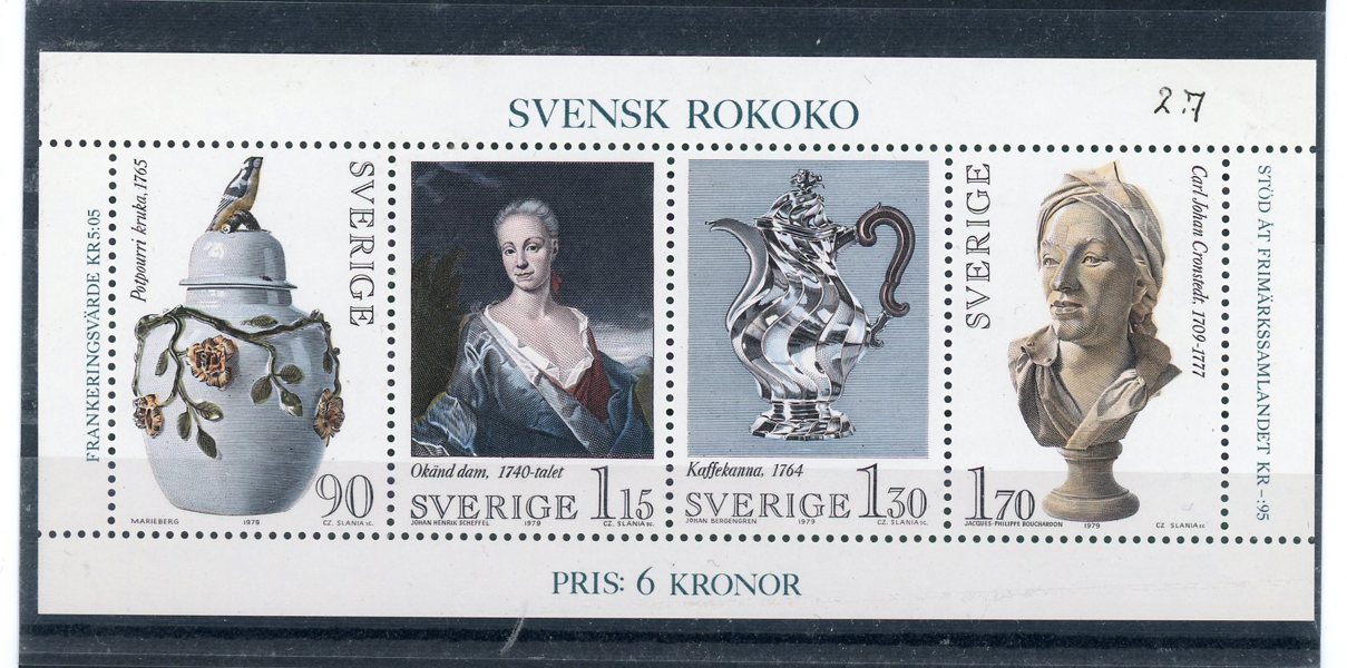 Block 2 Rokoko-block med handskrivet nummer 27.