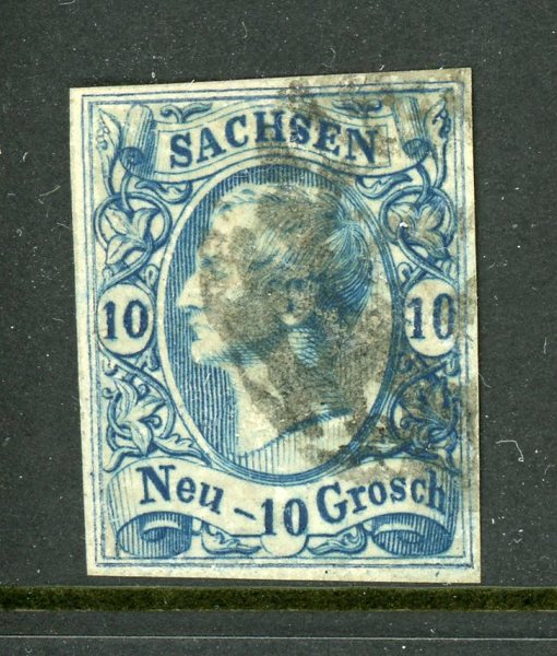 SACHSEN Mi 10b i myckt vackert ex sign Bühler.