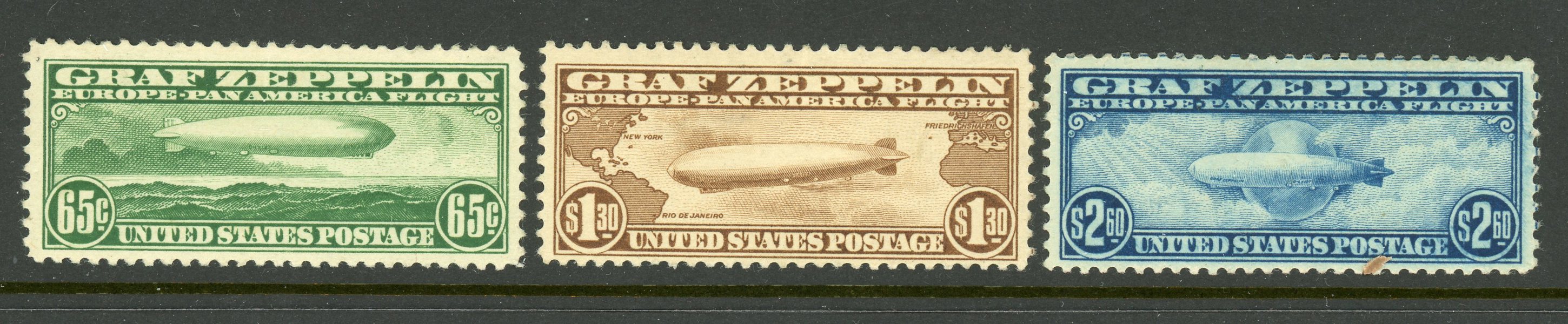USA Mi 326-328 x fin serie Zeppelin 1930.