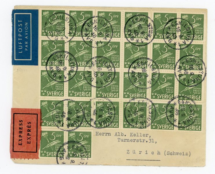 F359BB 13ex!! på Express-Luftpostbrev till Schweiz.