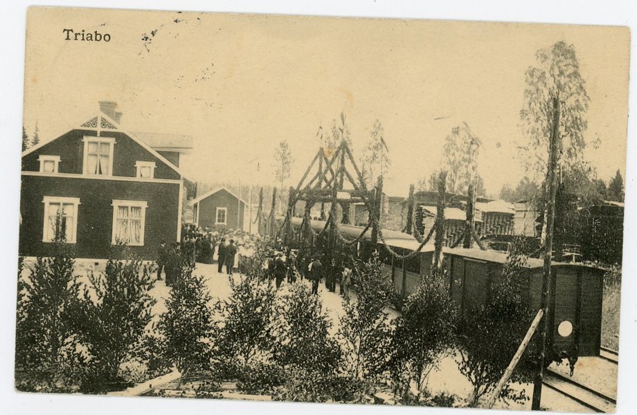 VYKORT: Triabo Järnvägs-station frank. 1913