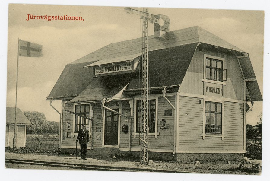 VYKORT: Wickleby Järnvägs-station, ofrankerad ca 1910.