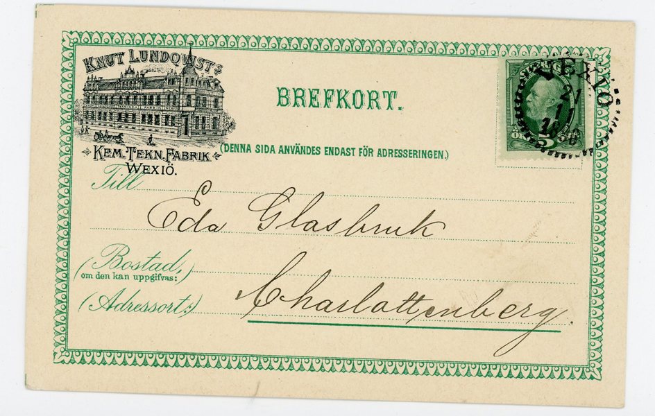 F52 på Brefkort med reklam, Vexiö 21.11.96.
