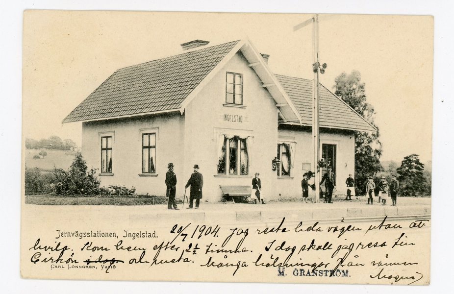 VYKORT: Ingelstad Järnvögs-station frank. 1904