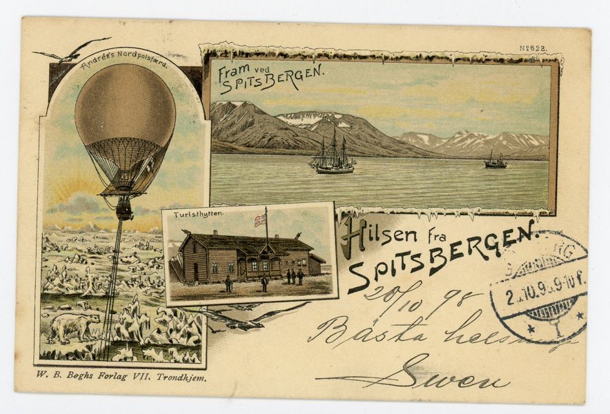 VYKORT: Hilsen fra Spitsbergen med Andée frank 1898.