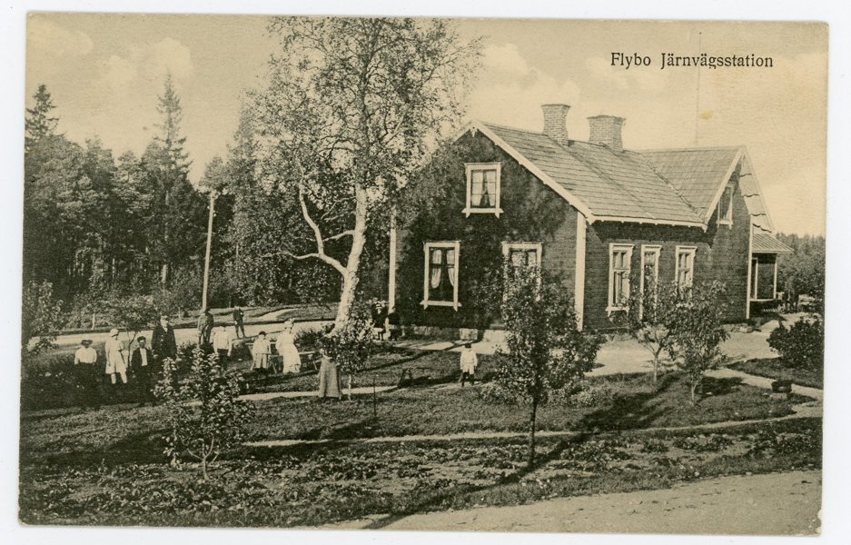 VYKORT: Flybo Järnvägs-station frank. 1912.