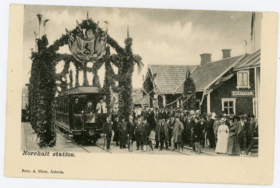 VYKORT: Norrhult Järnvägs-station, ofrankerad