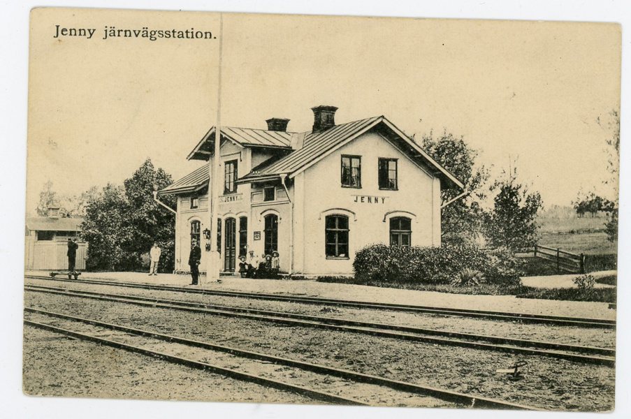 VYKORT: Jenny Järnvägs-station frank. 1909