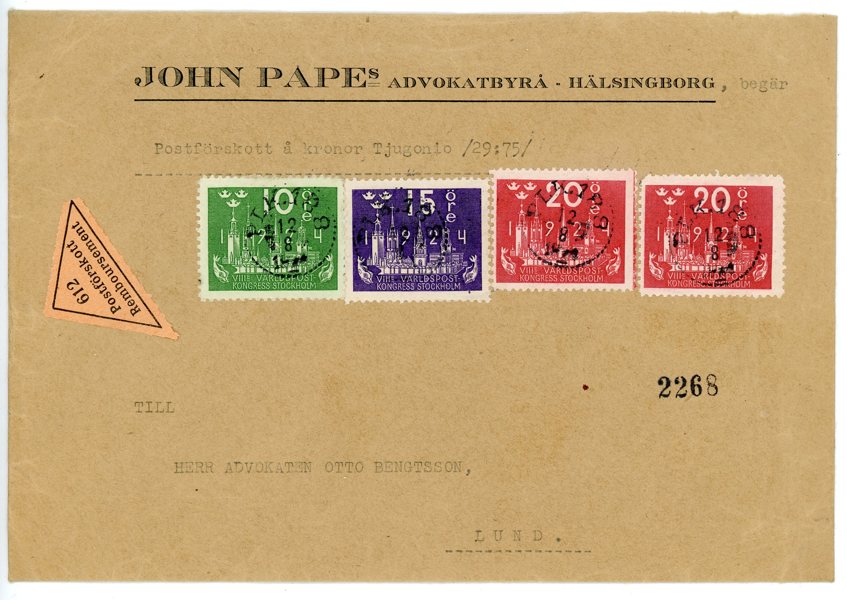 F199 (2ex), 197 och 198 på PF-brev, PLK 188 12.8.24, prakt-objekt.