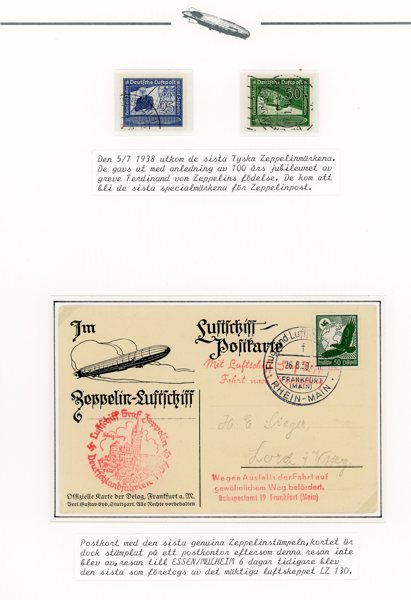 REICH Zeppelin; Luftschiff-postkarte 1939, den sista zeppelin-stämpeln.