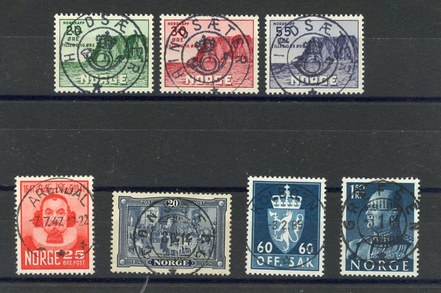 NORGE: 7ex med lyx-stämplar, vacker lot.
