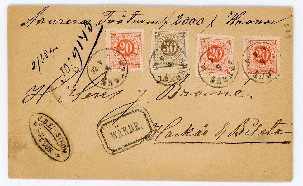 F33 (3ex), 35 på ass-brev, Stugun 6.4.86, vackert.