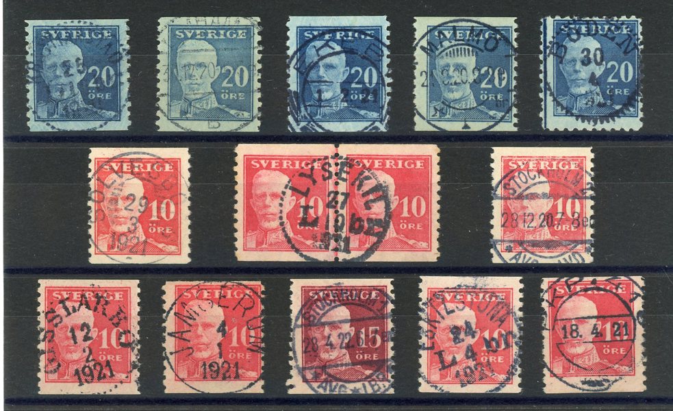 F149-151: 13ex med prakt- och lyx-stämplar, vacker lot.