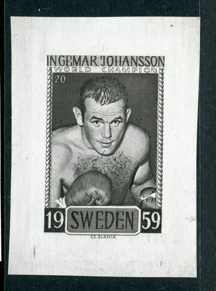 SLANIA: gravyr Ingemar Johansson, otandat prov-tryck.