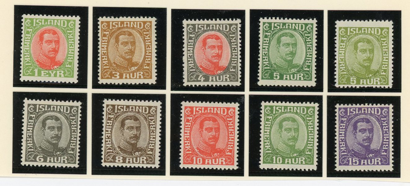 ISLAND F 124-133 xx ex utom 132 som är x ex. F 3.160kr.