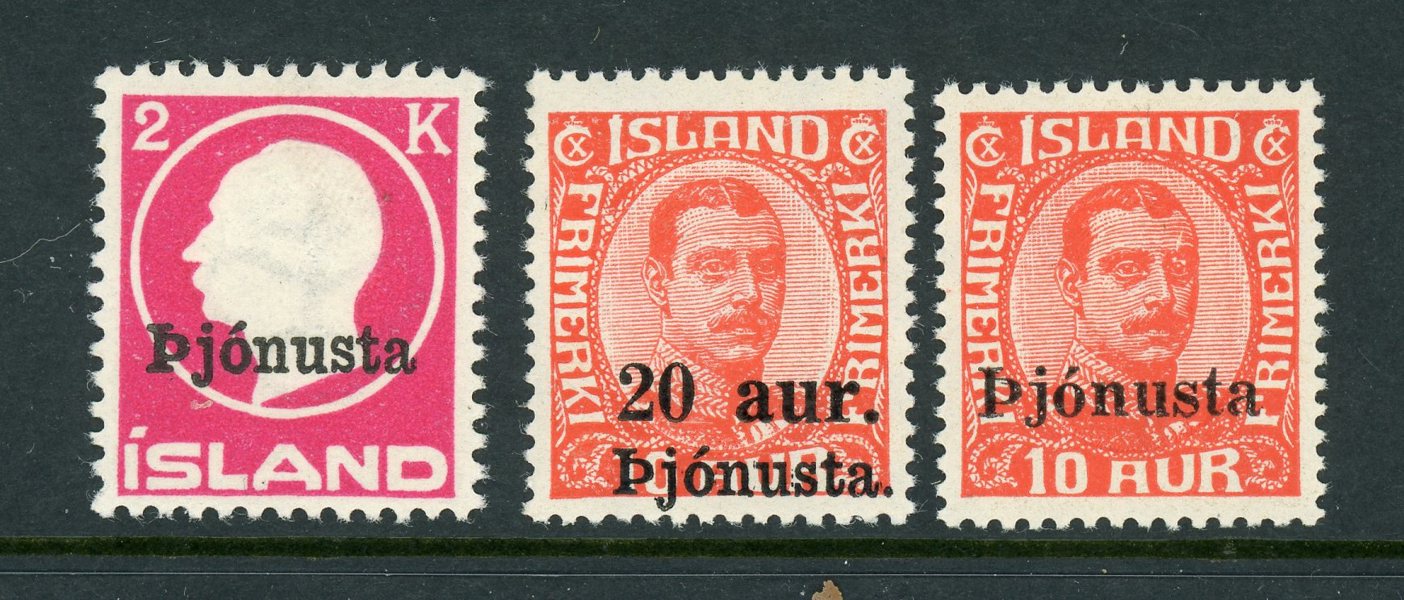 ISLAND Tjänste 53, 55 och 57 i xx exemplar.