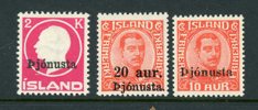 ISLAND Tjänste 53, 55 och 57 i xx exemplar.