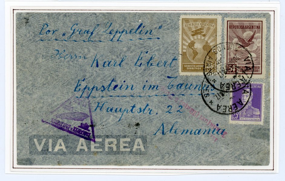 ARGENTINA: Zeppelin-brev till Tyskland 1934.