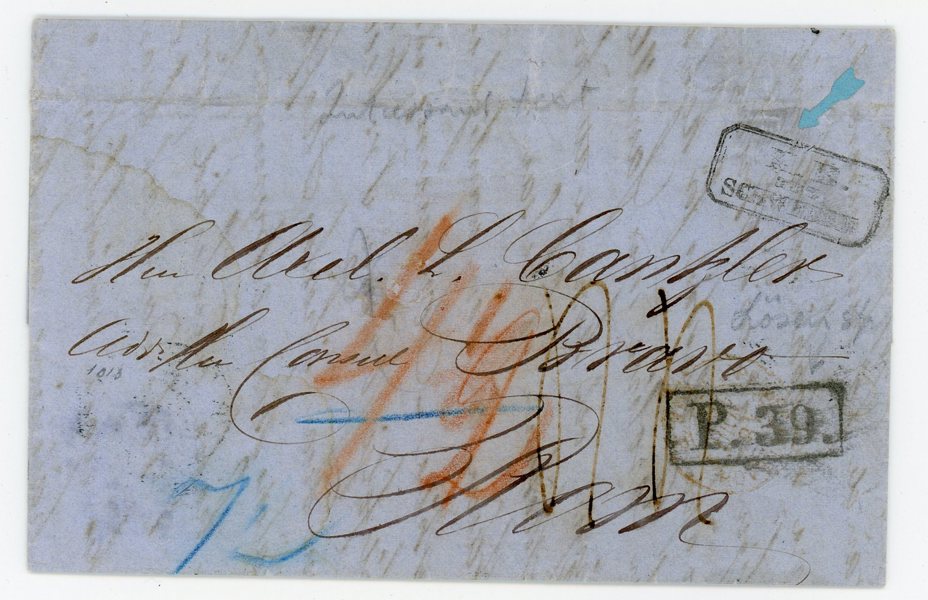 Brev från Stockholm till Rom 1863, KB AUS SCHWEDEN (ovanlig).