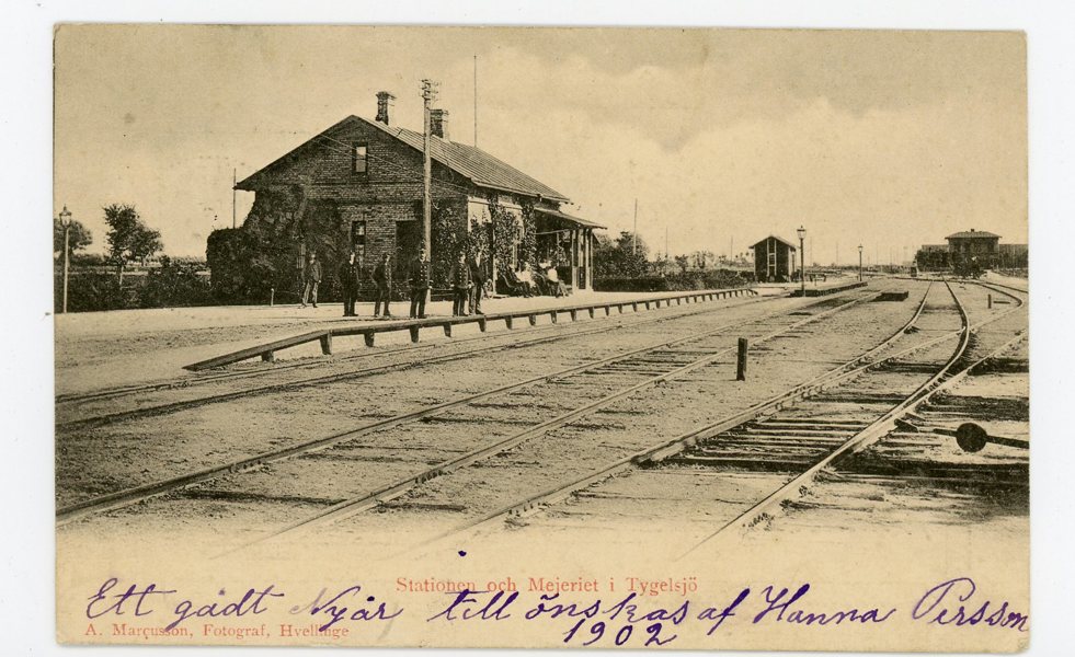 VYKORT Järnvägs-stationen Tygelsjö frankerad 1903.