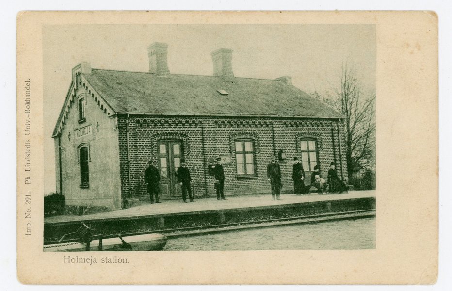 VYKORT Holmeja Järnvögs-station ca 1903