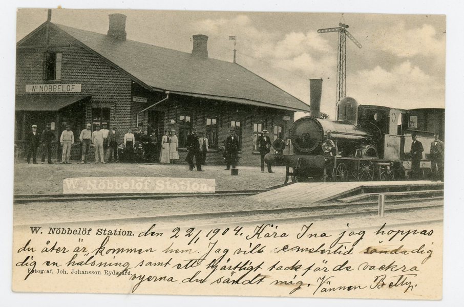 VYKORT W Nöbbelöfs Järnvägs-station frankerad 1904