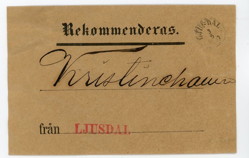 Rekommederat PS-brev från Ljusdal 1897 till Kristinehamn