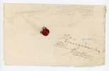FJÄDERBREV med vit fjäder i rött sigill, till Jultorp 1825.