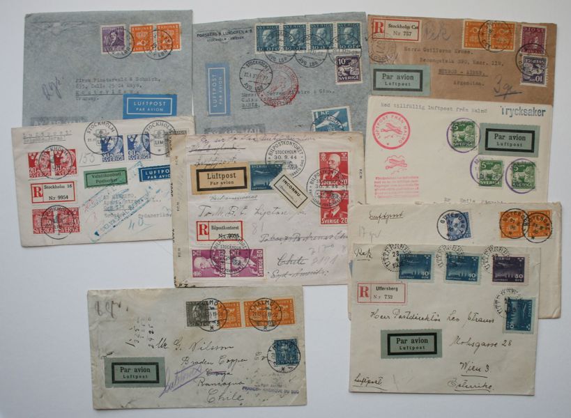 Luftpostbrev, 9st.