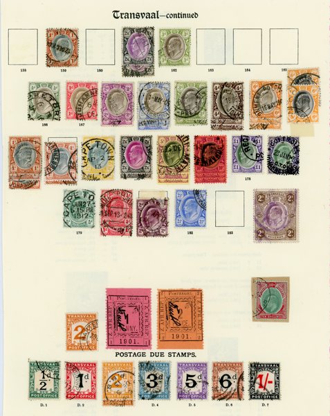 TRAVSVAAL, SydAfrika etc: samling på åtta albumblad.