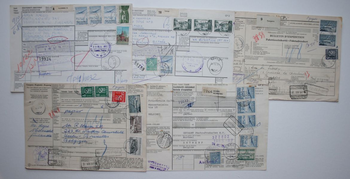 Finland: 82st Paket-adresskort till Utlandet 1950tal - 1972.