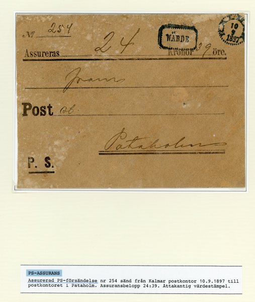 Posthistoria Assurans, mest blanketter. 13 objekt. Ex Lars Ahrberg.