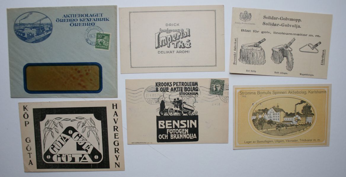 Reklam-försändelser: 45st brev och kort, gamla.