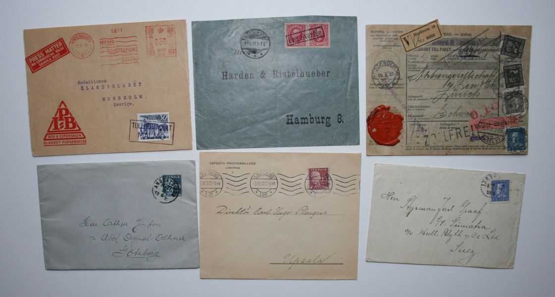 Pärm med 40st svenska försändelser, flera bättre.