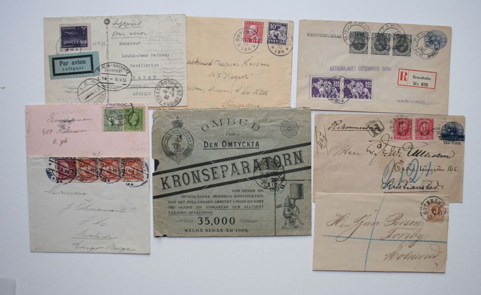 Pärm med 64st svenska försändelser, flera bra.